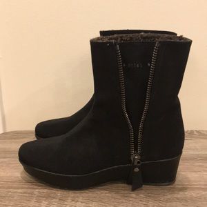 Stuart Weizmann Black Faux Fur Lined Ankle Boots